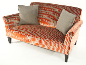 Henderson Russell George Sofa in Orange and Grey Velour 4